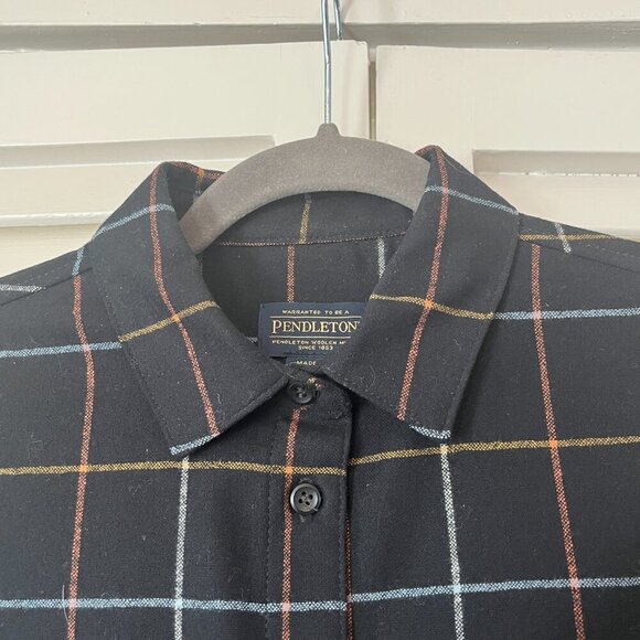Pendleton buttondown XS black plaid women oversized flannel - Picture 3 of 11